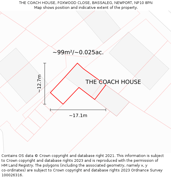 THE COACH HOUSE, FOXWOOD CLOSE, BASSALEG, NEWPORT, NP10 8PN: Plot and title map