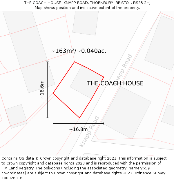 THE COACH HOUSE, KNAPP ROAD, THORNBURY, BRISTOL, BS35 2HJ: Plot and title map