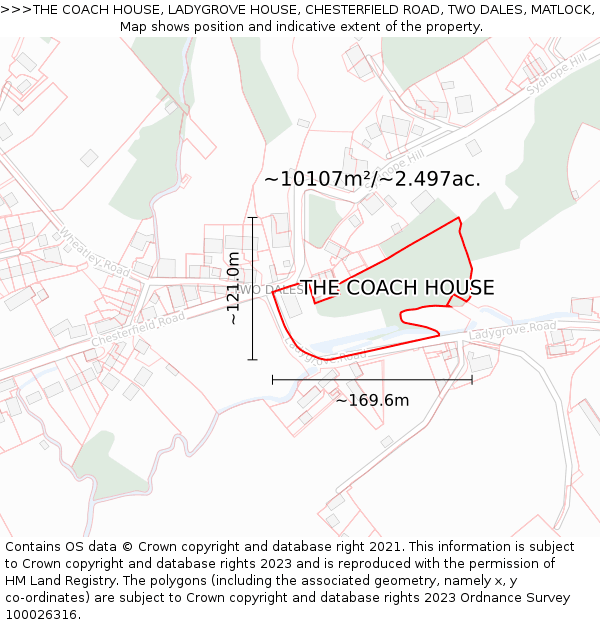 THE COACH HOUSE, LADYGROVE HOUSE, CHESTERFIELD ROAD, TWO DALES, MATLOCK, DE4 2EZ: Plot and title map