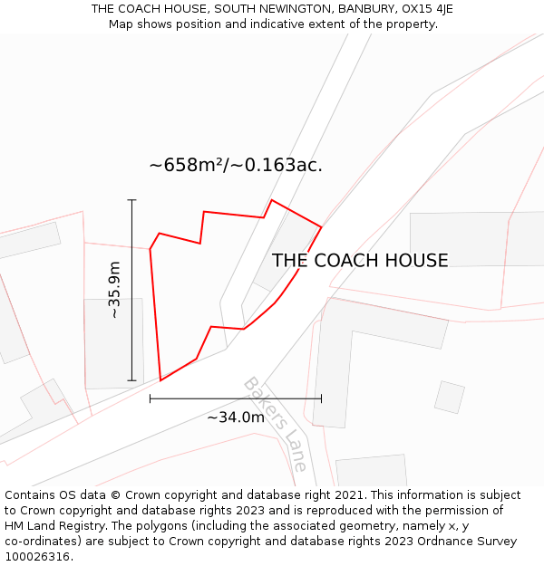 THE COACH HOUSE, SOUTH NEWINGTON, BANBURY, OX15 4JE: Plot and title map