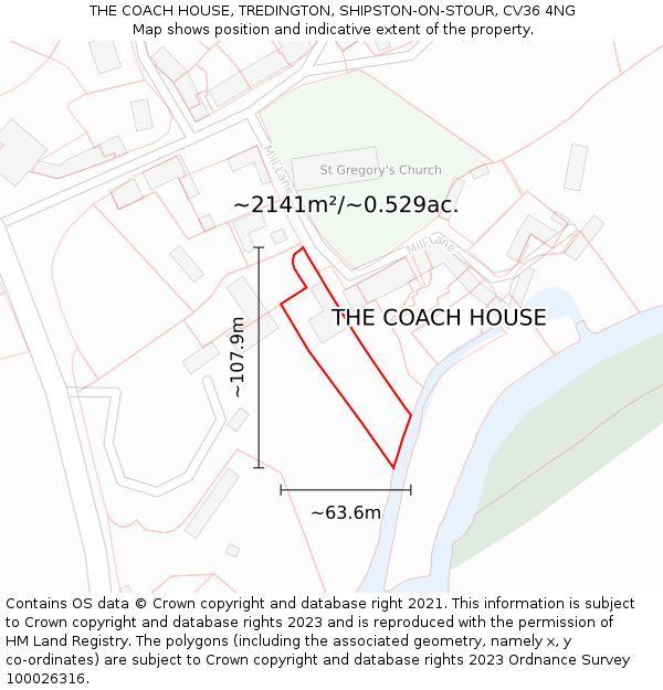 THE COACH HOUSE, TREDINGTON, SHIPSTON-ON-STOUR, CV36 4NG: Plot and title map