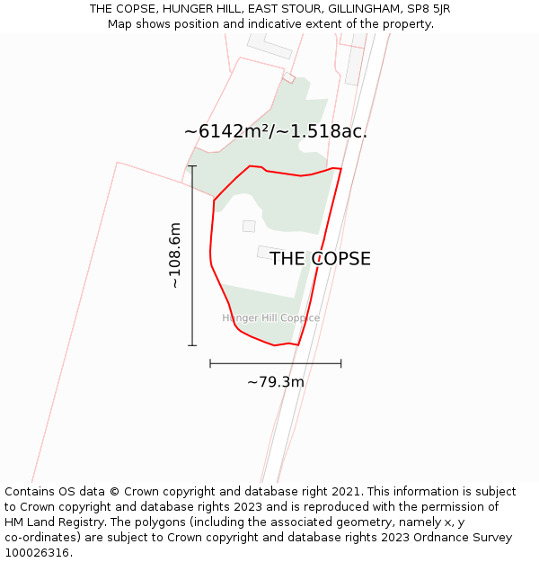 THE COPSE, HUNGER HILL, EAST STOUR, GILLINGHAM, SP8 5JR: Plot and title map