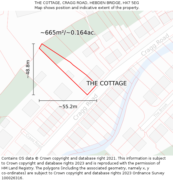 THE COTTAGE, CRAGG ROAD, HEBDEN BRIDGE, HX7 5EG: Plot and title map