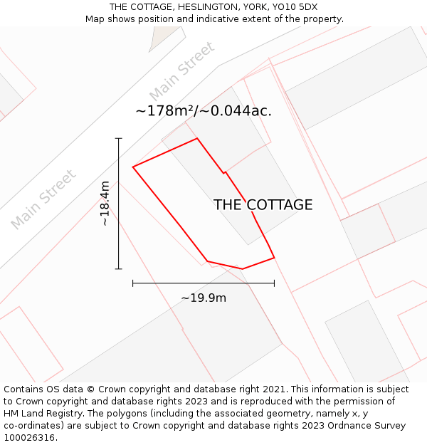 THE COTTAGE, HESLINGTON, YORK, YO10 5DX: Plot and title map