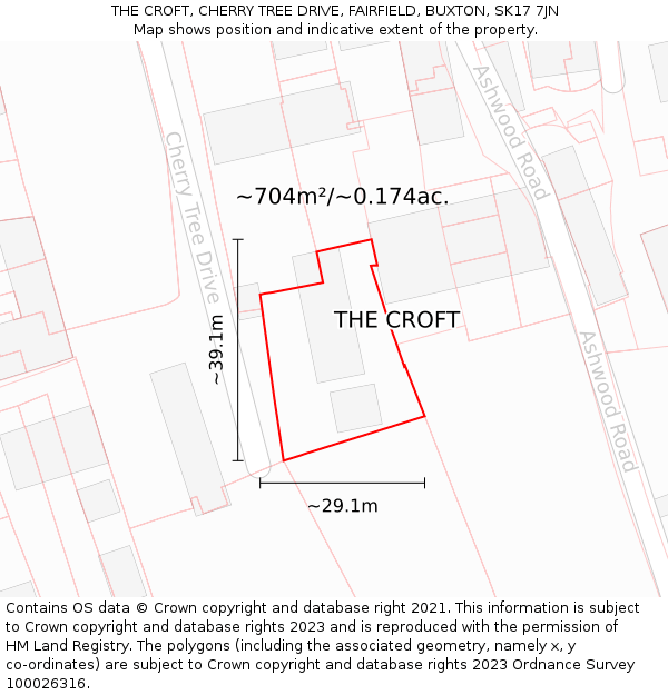 THE CROFT, CHERRY TREE DRIVE, FAIRFIELD, BUXTON, SK17 7JN: Plot and title map