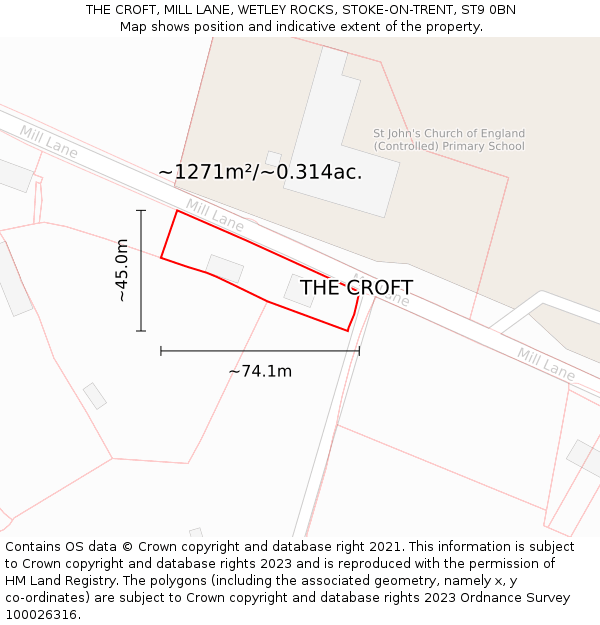 THE CROFT, MILL LANE, WETLEY ROCKS, STOKE-ON-TRENT, ST9 0BN: Plot and title map