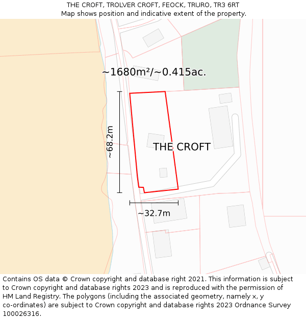 THE CROFT, TROLVER CROFT, FEOCK, TRURO, TR3 6RT: Plot and title map