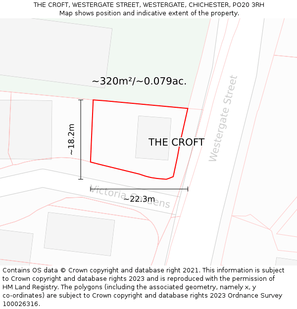 THE CROFT, WESTERGATE STREET, WESTERGATE, CHICHESTER, PO20 3RH: Plot and title map