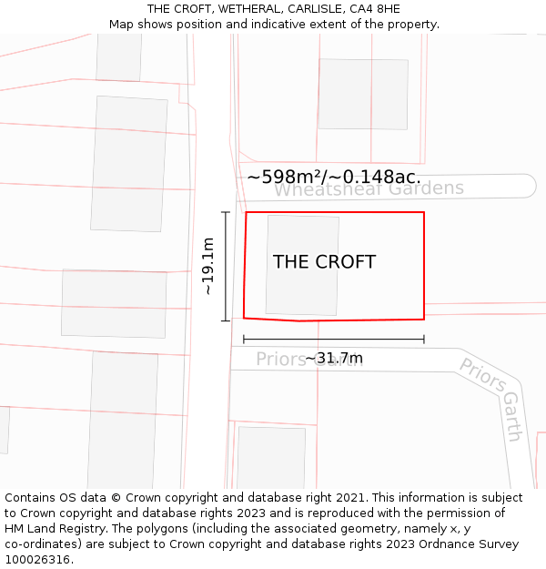 THE CROFT, WETHERAL, CARLISLE, CA4 8HE: Plot and title map