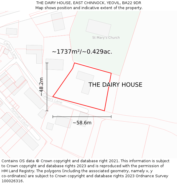 THE DAIRY HOUSE, EAST CHINNOCK, YEOVIL, BA22 9DR: Plot and title map