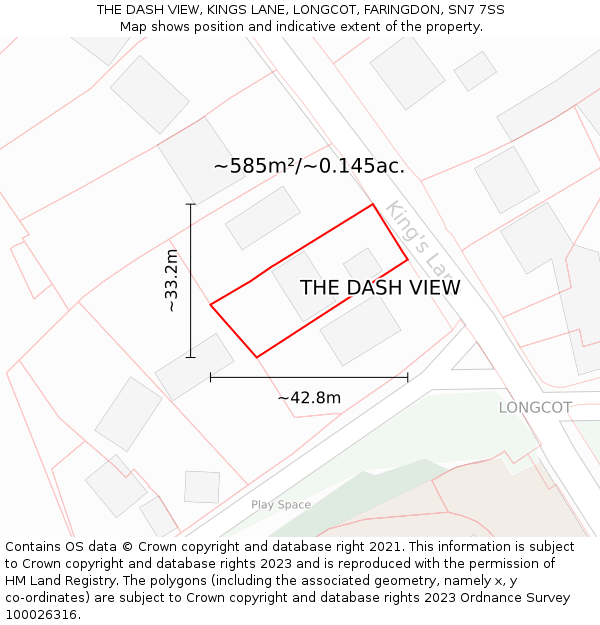 THE DASH VIEW, KINGS LANE, LONGCOT, FARINGDON, SN7 7SS: Plot and title map