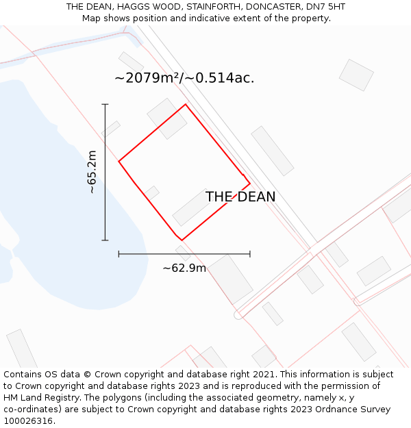 THE DEAN, HAGGS WOOD, STAINFORTH, DONCASTER, DN7 5HT: Plot and title map