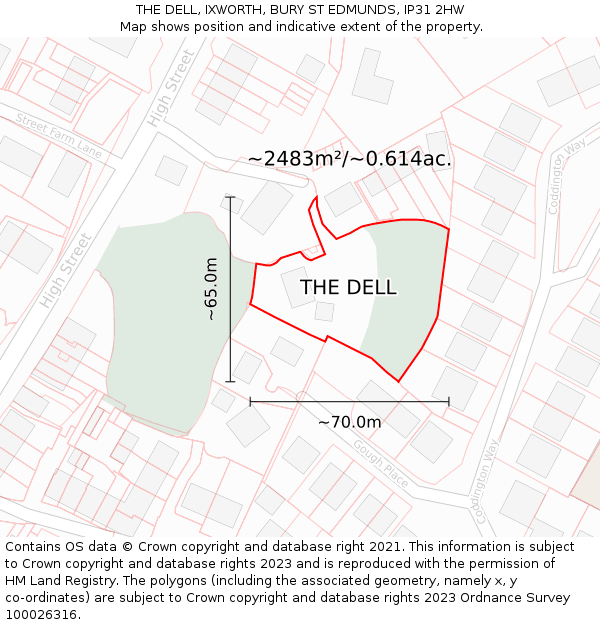 THE DELL, IXWORTH, BURY ST EDMUNDS, IP31 2HW: Plot and title map