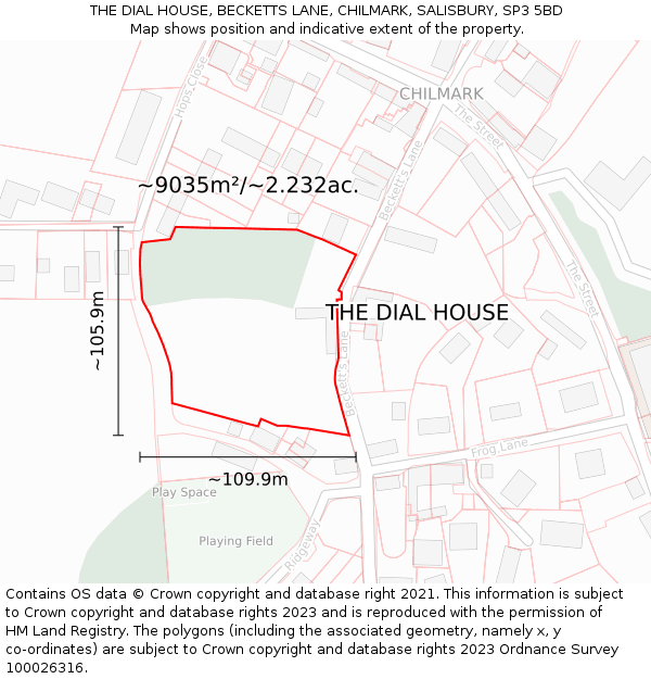 THE DIAL HOUSE, BECKETTS LANE, CHILMARK, SALISBURY, SP3 5BD: Plot and title map