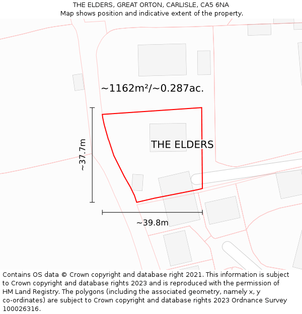 THE ELDERS, GREAT ORTON, CARLISLE, CA5 6NA: Plot and title map
