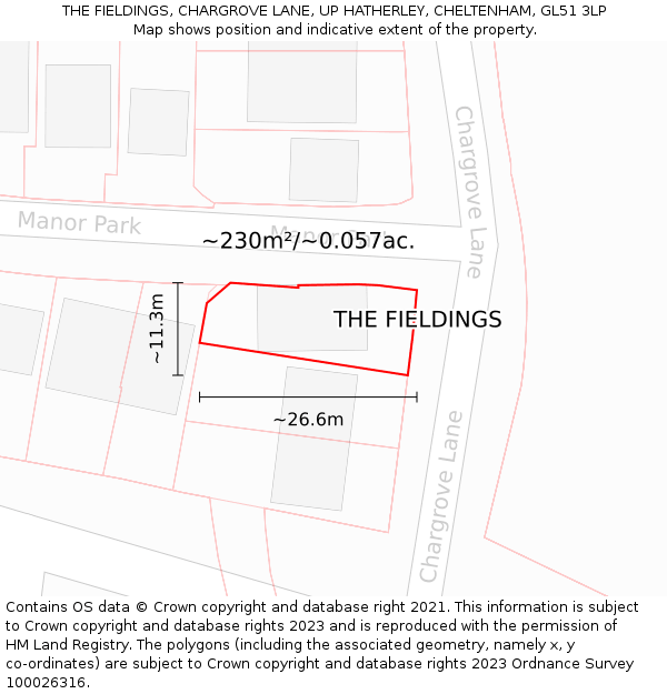 THE FIELDINGS, CHARGROVE LANE, UP HATHERLEY, CHELTENHAM, GL51 3LP: Plot and title map