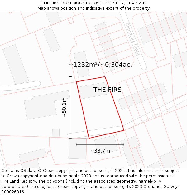 THE FIRS, ROSEMOUNT CLOSE, PRENTON, CH43 2LR: Plot and title map