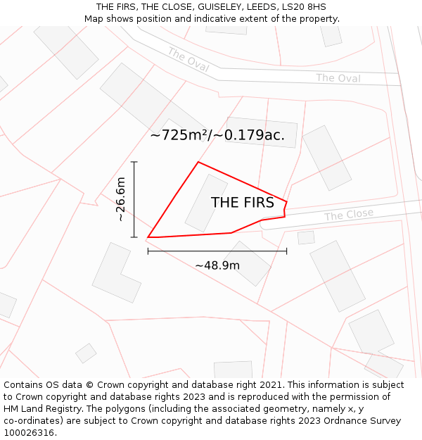 THE FIRS, THE CLOSE, GUISELEY, LEEDS, LS20 8HS: Plot and title map