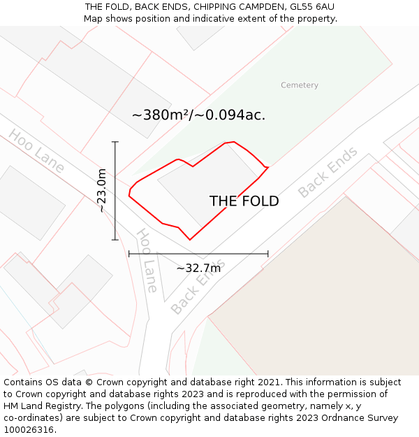 THE FOLD, BACK ENDS, CHIPPING CAMPDEN, GL55 6AU: Plot and title map