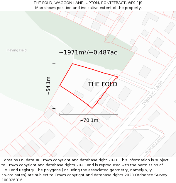 THE FOLD, WAGGON LANE, UPTON, PONTEFRACT, WF9 1JS: Plot and title map