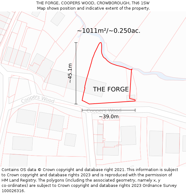 THE FORGE, COOPERS WOOD, CROWBOROUGH, TN6 1SW: Plot and title map