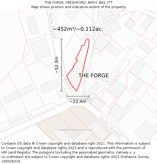 THE FORGE, FRESHFORD, BATH, BA2 7TT: Plot and title map