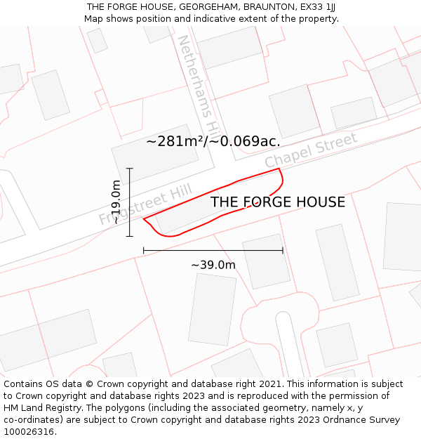 THE FORGE HOUSE, GEORGEHAM, BRAUNTON, EX33 1JJ: Plot and title map
