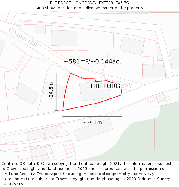 THE FORGE, LONGDOWN, EXETER, EX6 7SJ: Plot and title map