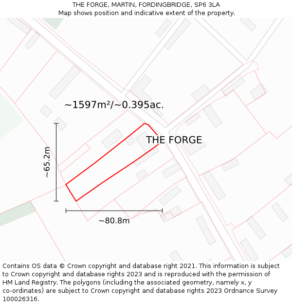 THE FORGE, MARTIN, FORDINGBRIDGE, SP6 3LA: Plot and title map