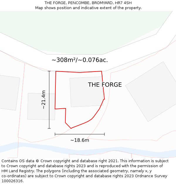 THE FORGE, PENCOMBE, BROMYARD, HR7 4SH: Plot and title map