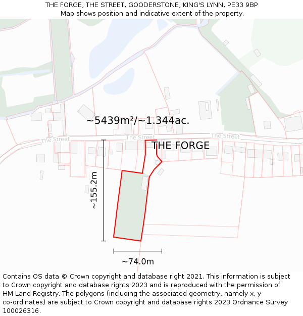 THE FORGE, THE STREET, GOODERSTONE, KING'S LYNN, PE33 9BP: Plot and title map