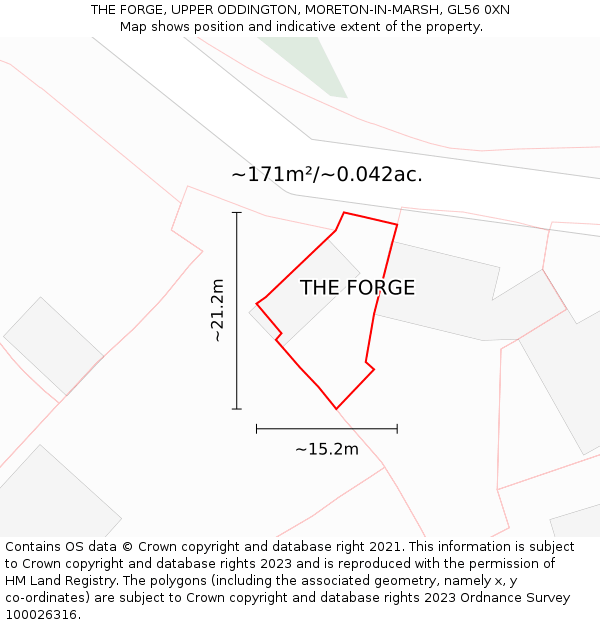 THE FORGE, UPPER ODDINGTON, MORETON-IN-MARSH, GL56 0XN: Plot and title map