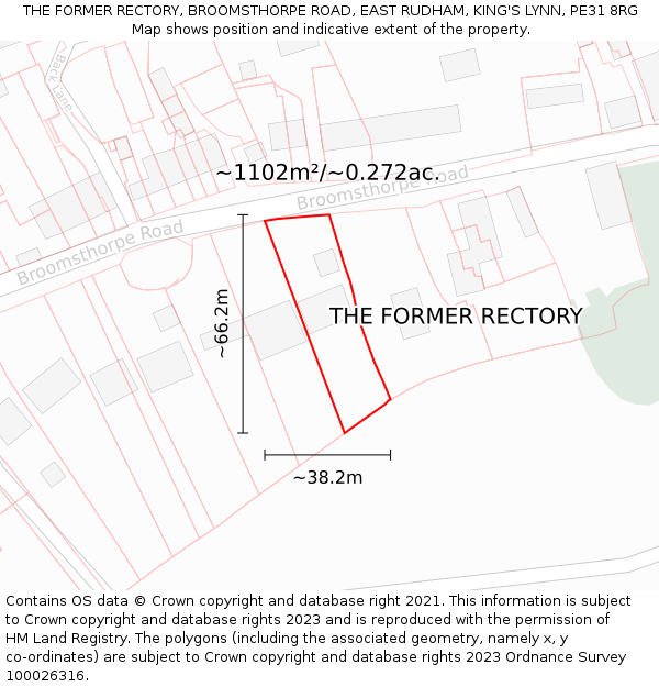 THE FORMER RECTORY, BROOMSTHORPE ROAD, EAST RUDHAM, KING'S LYNN, PE31 8RG: Plot and title map