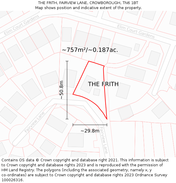 THE FRITH, FAIRVIEW LANE, CROWBOROUGH, TN6 1BT: Plot and title map