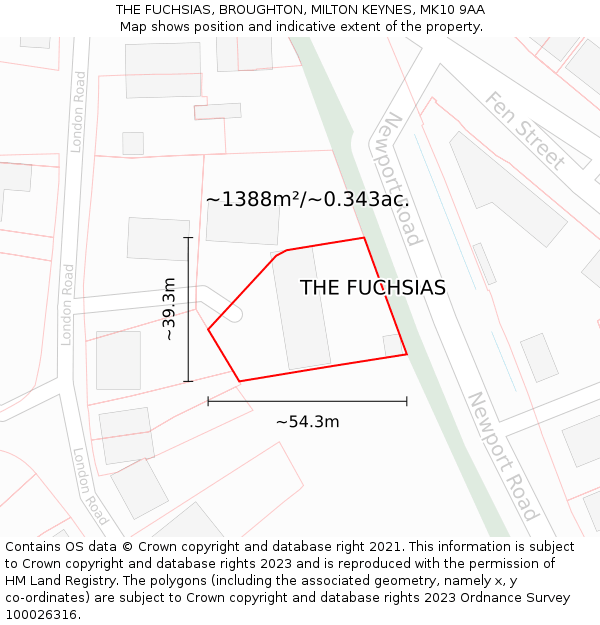 THE FUCHSIAS, BROUGHTON, MILTON KEYNES, MK10 9AA: Plot and title map
