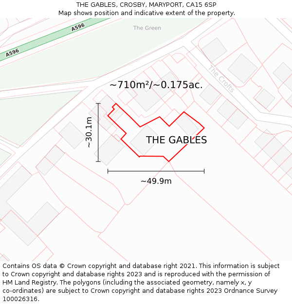 THE GABLES, CROSBY, MARYPORT, CA15 6SP: Plot and title map