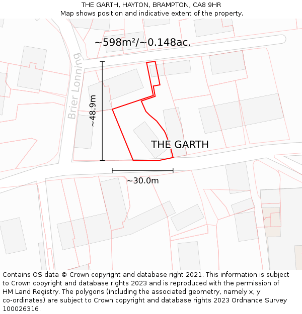 THE GARTH, HAYTON, BRAMPTON, CA8 9HR: Plot and title map