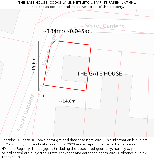THE GATE HOUSE, COOKS LANE, NETTLETON, MARKET RASEN, LN7 6NL: Plot and title map
