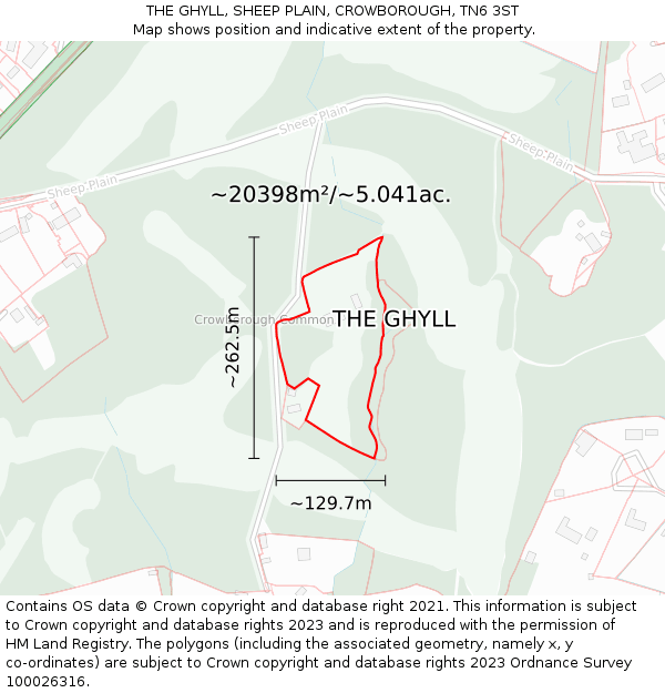 THE GHYLL, SHEEP PLAIN, CROWBOROUGH, TN6 3ST: Plot and title map