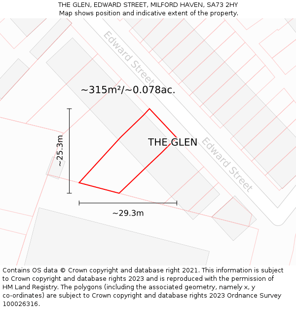 THE GLEN, EDWARD STREET, MILFORD HAVEN, SA73 2HY: Plot and title map