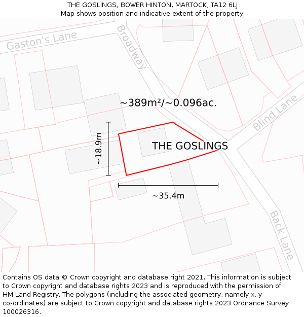 THE GOSLINGS, BOWER HINTON, MARTOCK, TA12 6LJ: Plot and title map