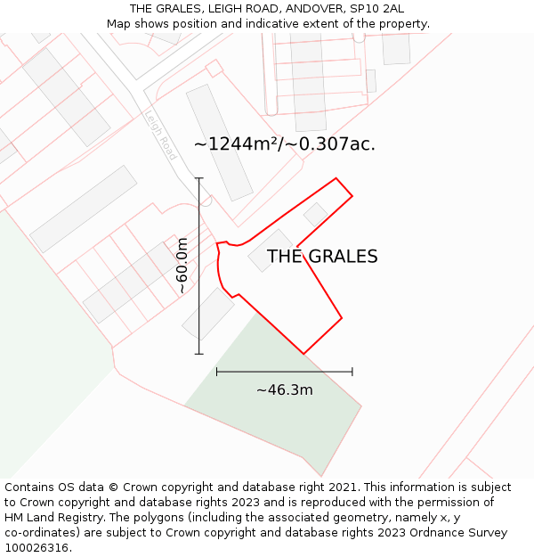 THE GRALES, LEIGH ROAD, ANDOVER, SP10 2AL: Plot and title map