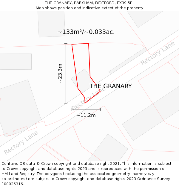 THE GRANARY, PARKHAM, BIDEFORD, EX39 5PL: Plot and title map