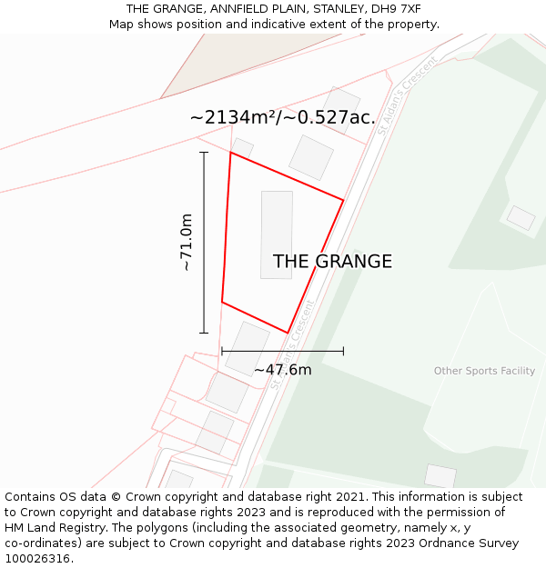 THE GRANGE, ANNFIELD PLAIN, STANLEY, DH9 7XF: Plot and title map