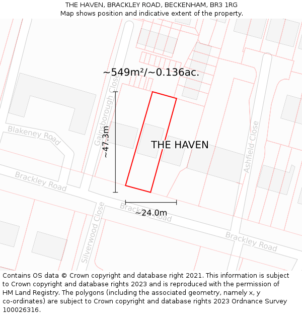THE HAVEN, BRACKLEY ROAD, BECKENHAM, BR3 1RG: Plot and title map