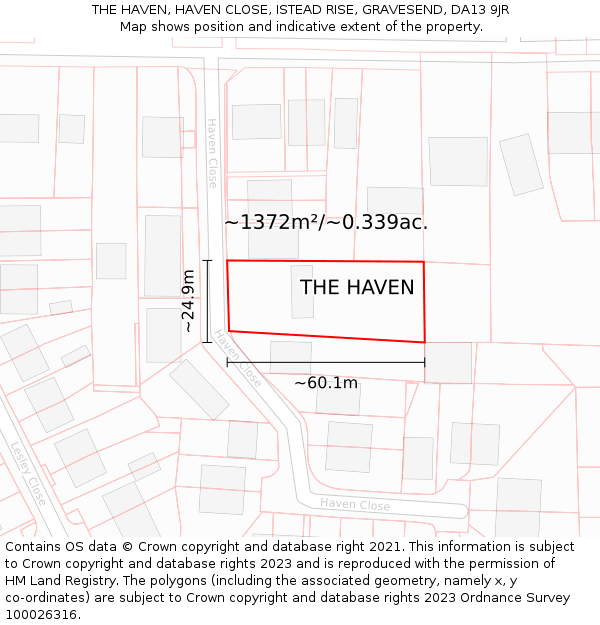 THE HAVEN, HAVEN CLOSE, ISTEAD RISE, GRAVESEND, DA13 9JR: Plot and title map
