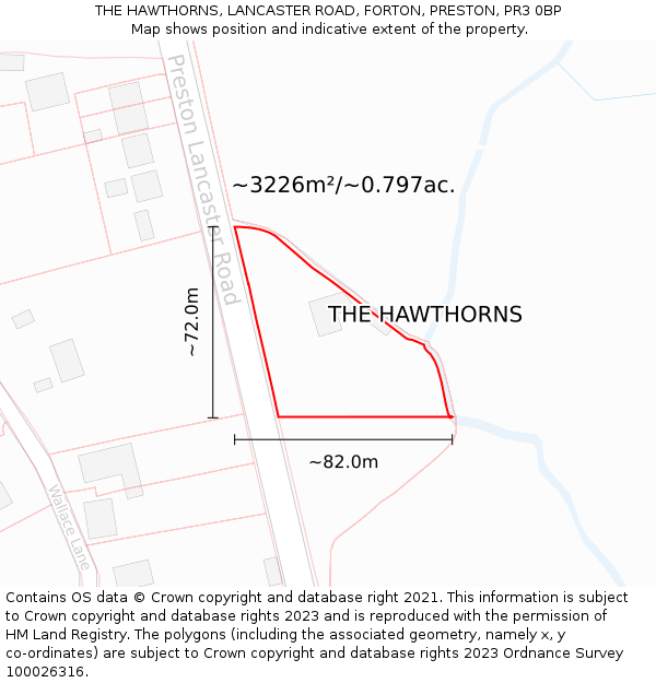 THE HAWTHORNS, LANCASTER ROAD, FORTON, PRESTON, PR3 0BP: Plot and title map