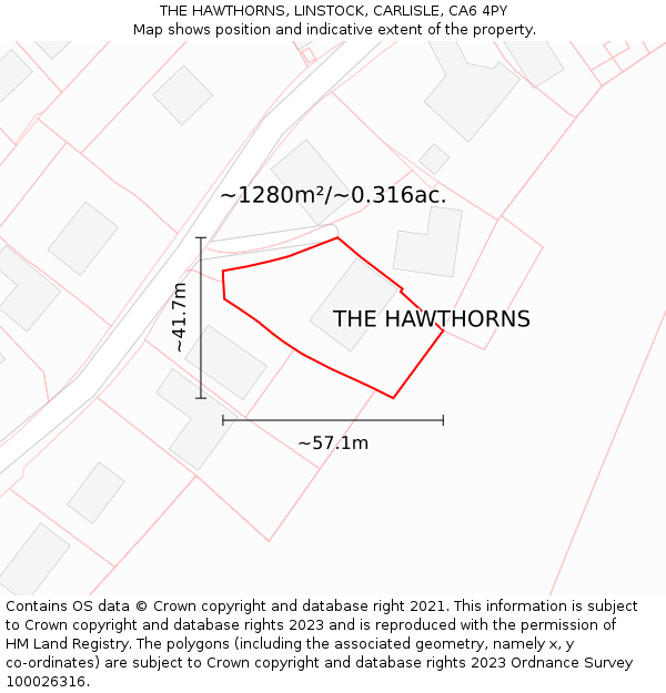 THE HAWTHORNS, LINSTOCK, CARLISLE, CA6 4PY: Plot and title map