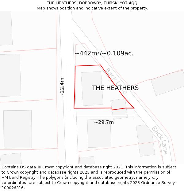 THE HEATHERS, BORROWBY, THIRSK, YO7 4QQ: Plot and title map