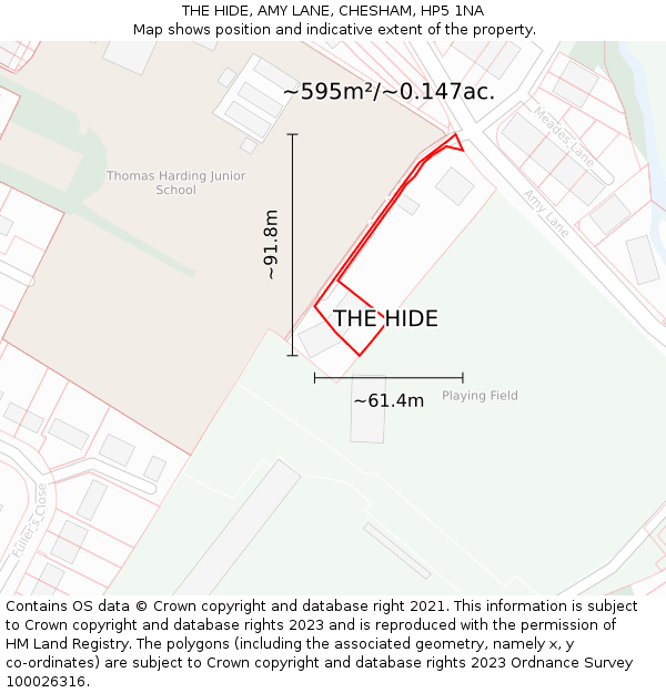 THE HIDE, AMY LANE, CHESHAM, HP5 1NA: Plot and title map